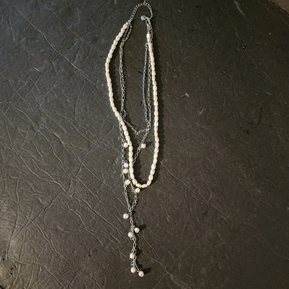 Unbranded Jewelry - Faux Pearl Double Strand Layered Drape Necklace Fashion Costume Jewelry